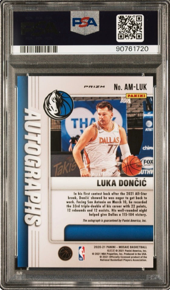 2020 Panini Mosaic Luka Doncic Autographs Mosaic #LUK PSA 9