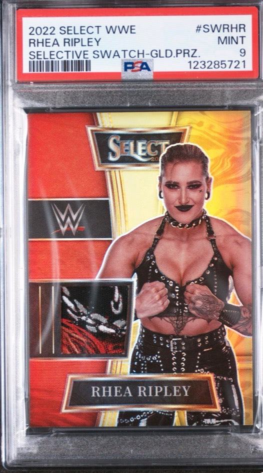 2022 Select WWE Selective Swatch Gold /10 Rhea Ripley PSA 9