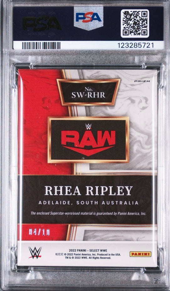 2022 Select WWE Selective Swatch Gold /10 Rhea Ripley PSA 9