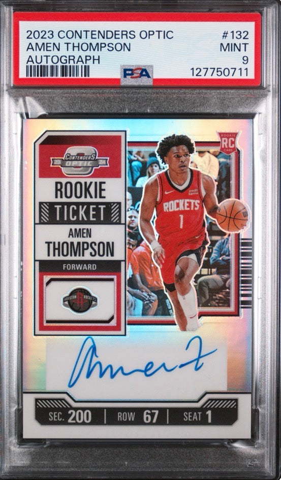 2023-24 Optic contenders Amen Thompson rookie ticket auto psa 9