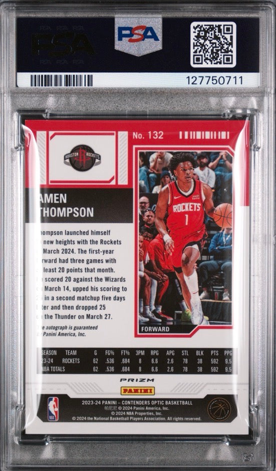 2023-24 Optic contenders Amen Thompson rookie ticket auto psa 9