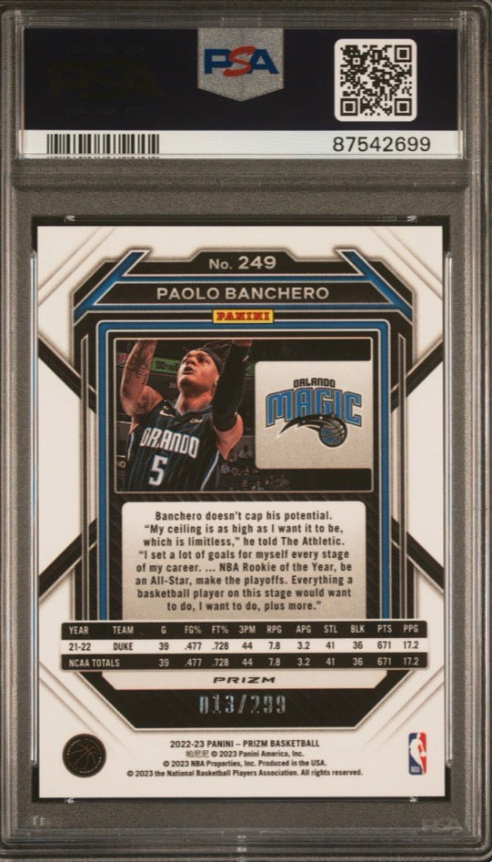 2022 Panini Prizm Paolo Banchero Red Prizm #249 PSA 10