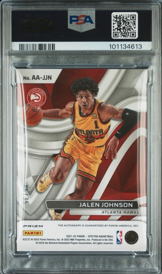 2021-22 Panini Spectra Aspiring Autographs Jalen Johnson Prizm /35 PSA 10