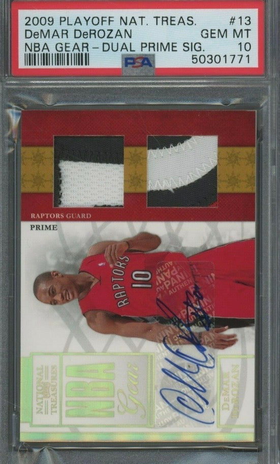 2009 Panini Playoff National Treasures Demar Derozan Gear Dual Auto 42/49 #13 PSA 10