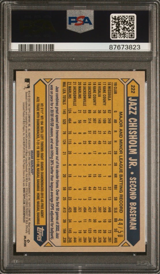 2022 Topps Archives Future Stars Hot Foil Jazz Chisholm Jr. PSA 9