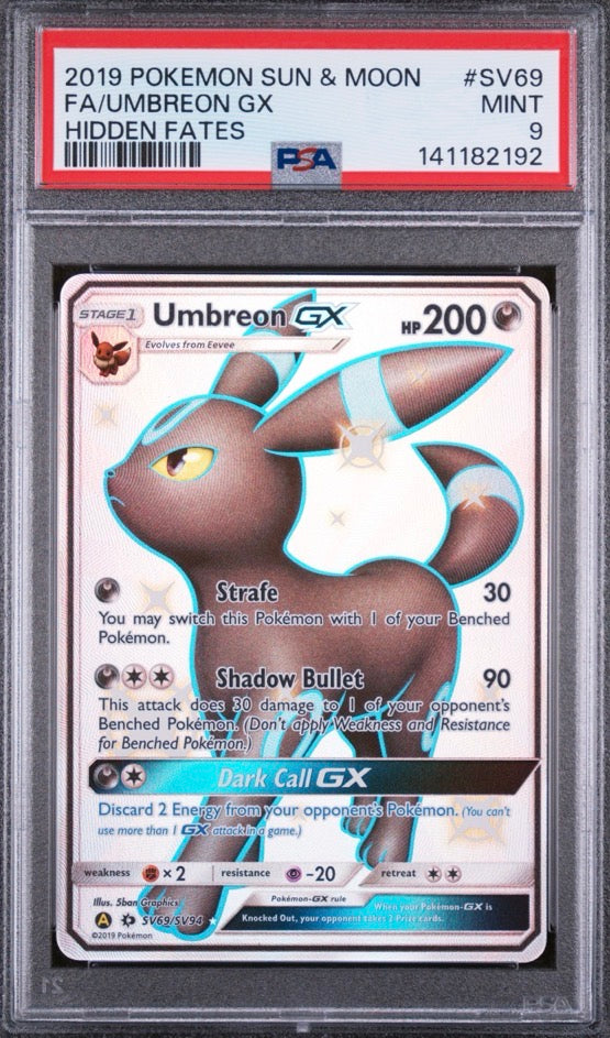 2019 Pokemon Sun & Moon Hidden Fates Shiny Vault Full Art Umbreon GX #SV69 PSA 9 MINT