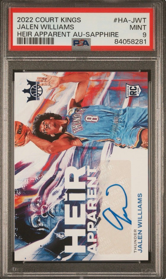 2022 Panini Court Kings Jalen Williams Heir Apparent Auto Sapphire #HA-JWT PSA 9