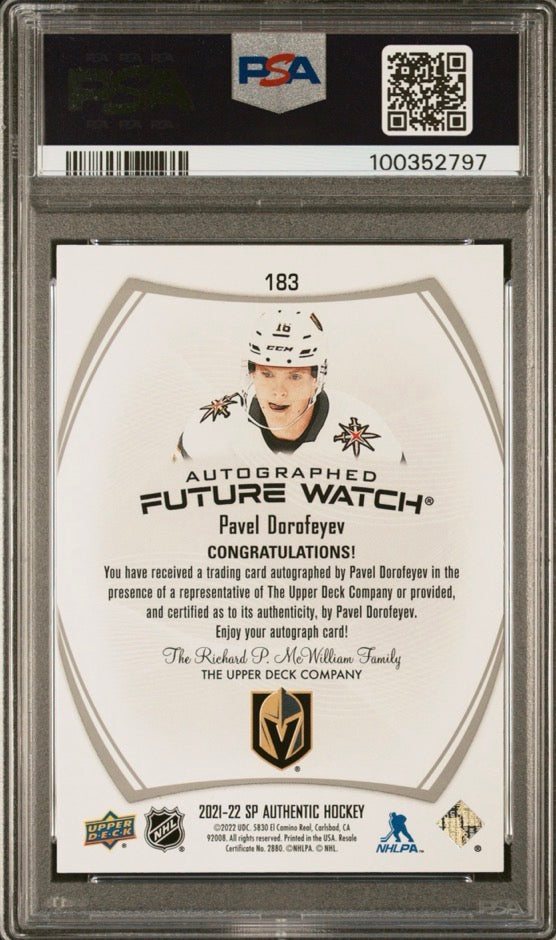 2021 SP Authentic Future Watch Auto Pavel Dorofeyev /999 PSA 10