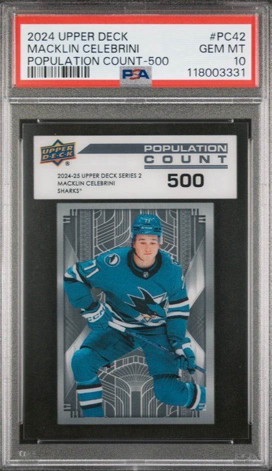 2024-25 UD Series 2 Macklin Celebrini Population Count 500 PSA 10