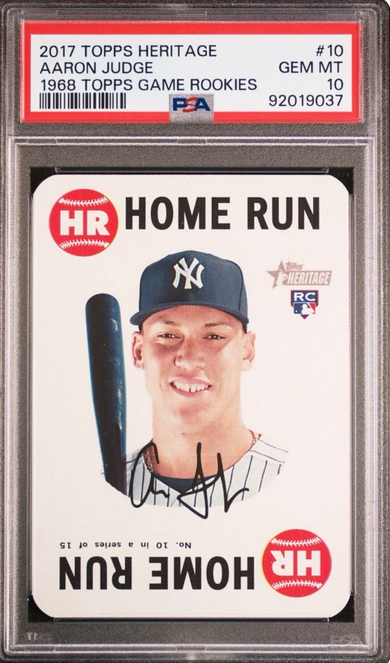 2017 Topps Heritage 1968 Topps Game #10 Aaron Judge Yankees RC Rookie PSA 10