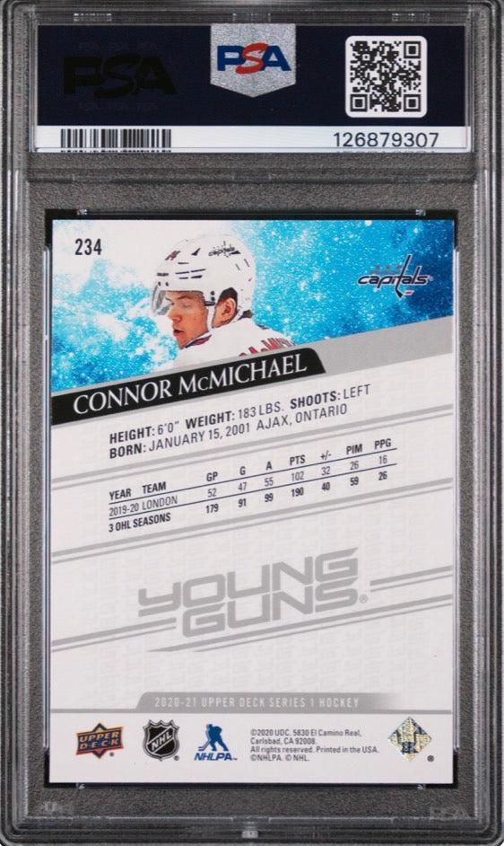 2020-21 Upper Deck Series 1 Young Guns Connor McMichael PSA 10