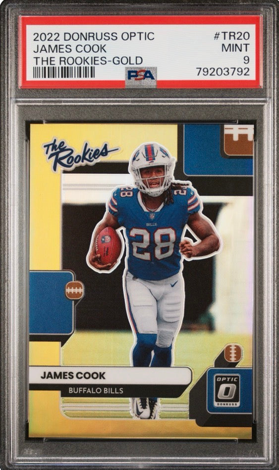 2022 Donruss Optic James Cook The Rookies Gold /10 PSA 9
