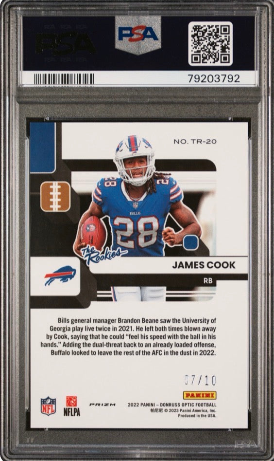 2022 Donruss Optic James Cook The Rookies Gold /10 PSA 9
