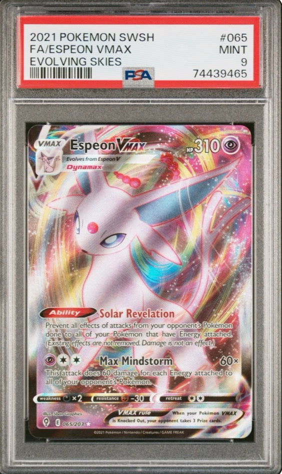 2021 Evolving Skies Espeon VMax Ultra Rare 065/203 PSA 9