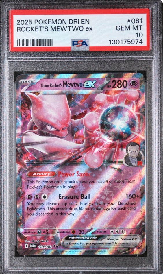 2025 Destined Rivals Team Rocket's MewTwo EX 081/182 PSA 10