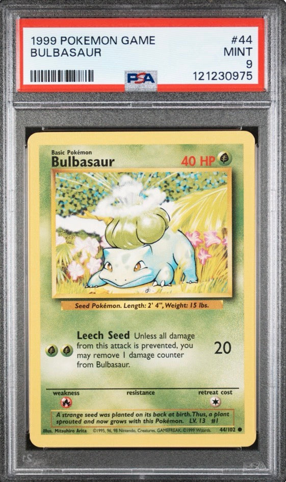 1999 WOTC Bulbasaur/Charmander/Squirtle Sequential Set PSA 9's