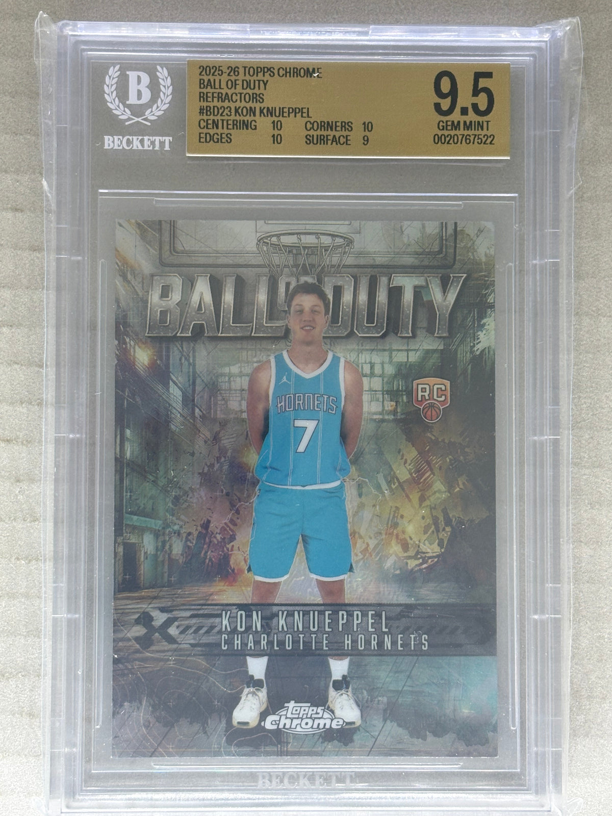 2025-26 Topps Chrome Ball Of Duty Refractor Kon Knueppel BGS 9.5
