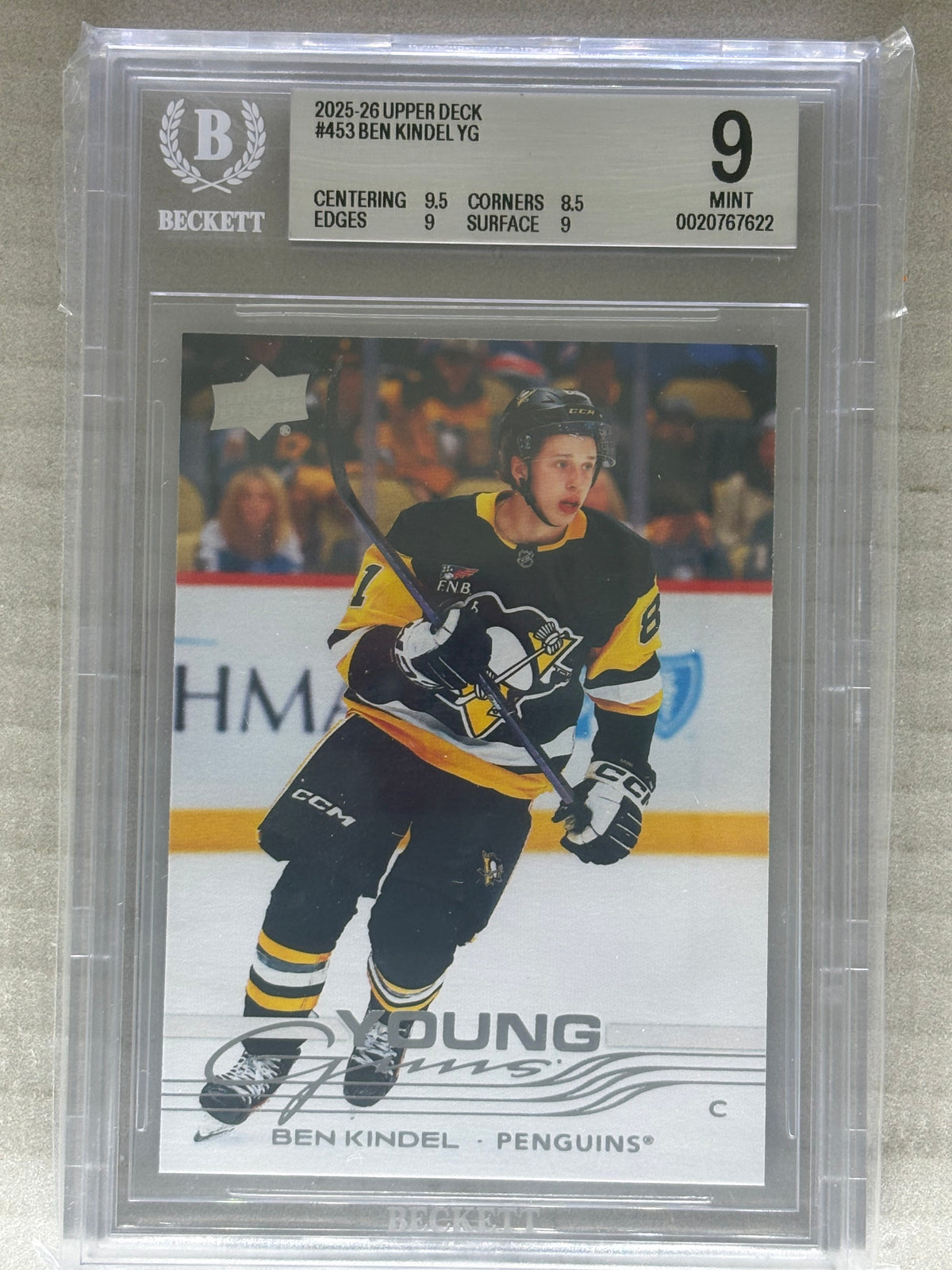 2025-26 Upper Deck Young Guns Ben Kindel BGS 9