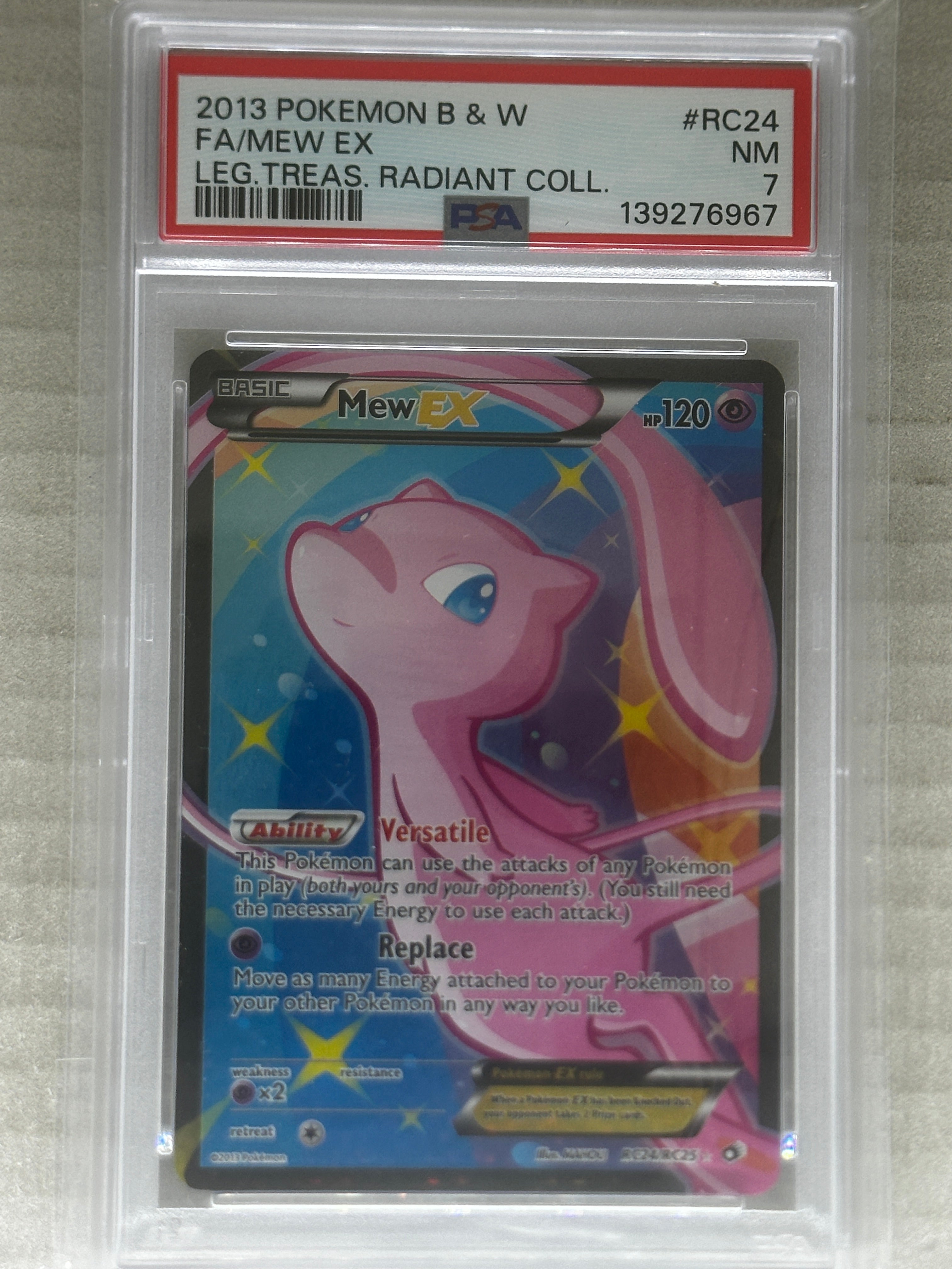 mew pokemon card full art 2013 Pokemon Legendary Treasures Full Art Mew EX PSA 7