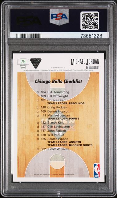 Upper Deck 1991 Michael Jordan Bulls Checklist #75 PSA 10 Chicago Bulls
