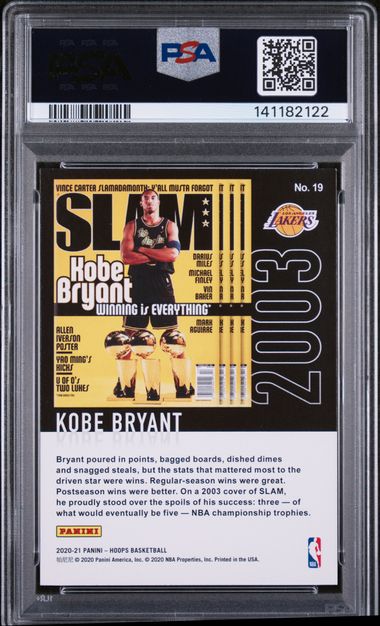 2020 Panini NBA Hoops Kobe Bryant #19 Slam PSA 8