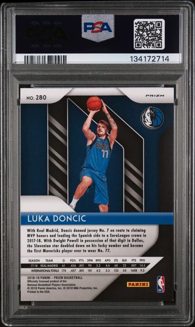 2018 PANINI PRIZM SILVER PRIZM #280 LUKA DONCIC ROOKIE RC PSA 9