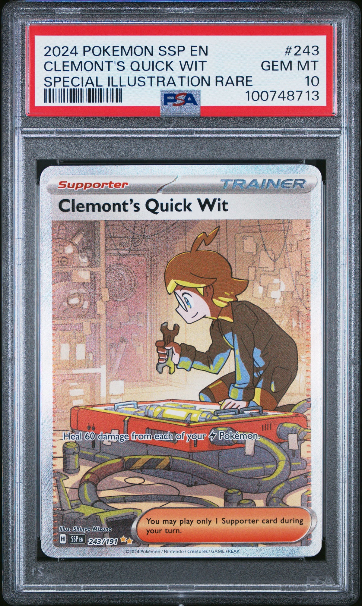 2024 Pokemon Scarlet & Violet Surging Sparks SIR Clemont's Quick Wit #243 PSA 10
