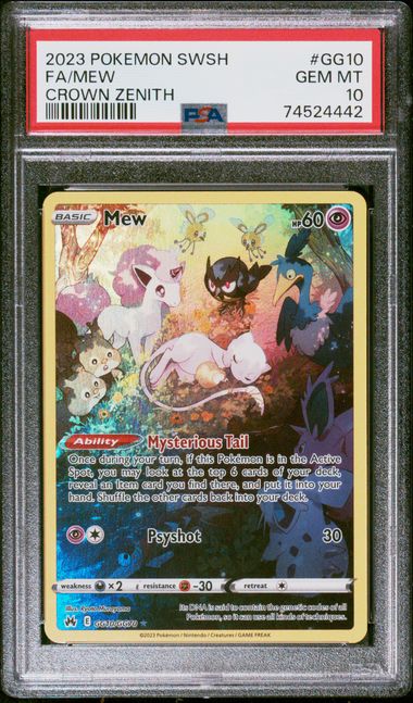 Mew GG10/GG70 Crown Zenith Galarian Gallery Full Art Holo PSA 10