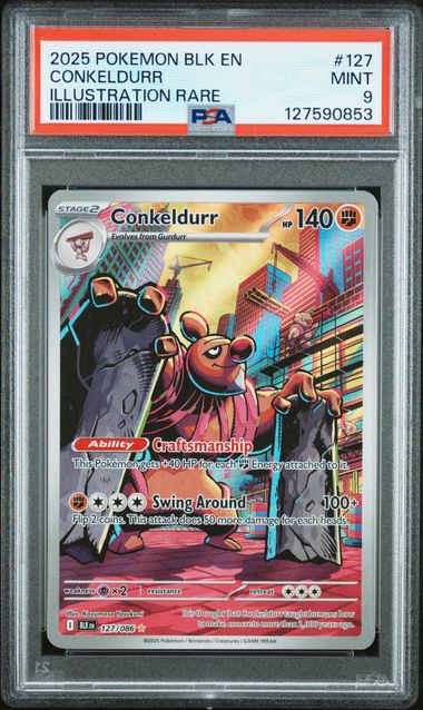 2025 Black Bolt Conkeldurr Illustration Rare PSA 9