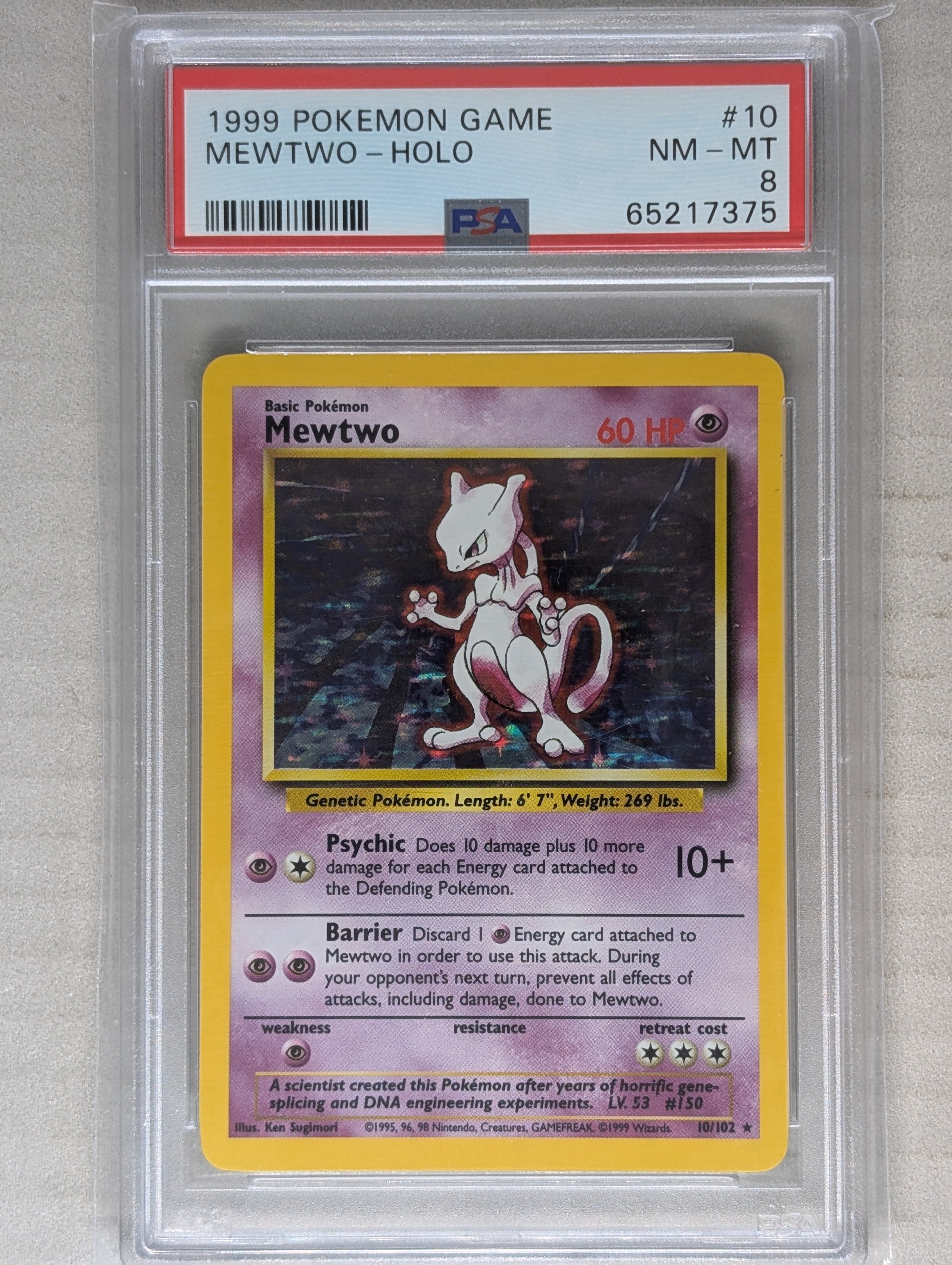 1999 Base Set (Unlimited) Mewtwo Holo PSA 8