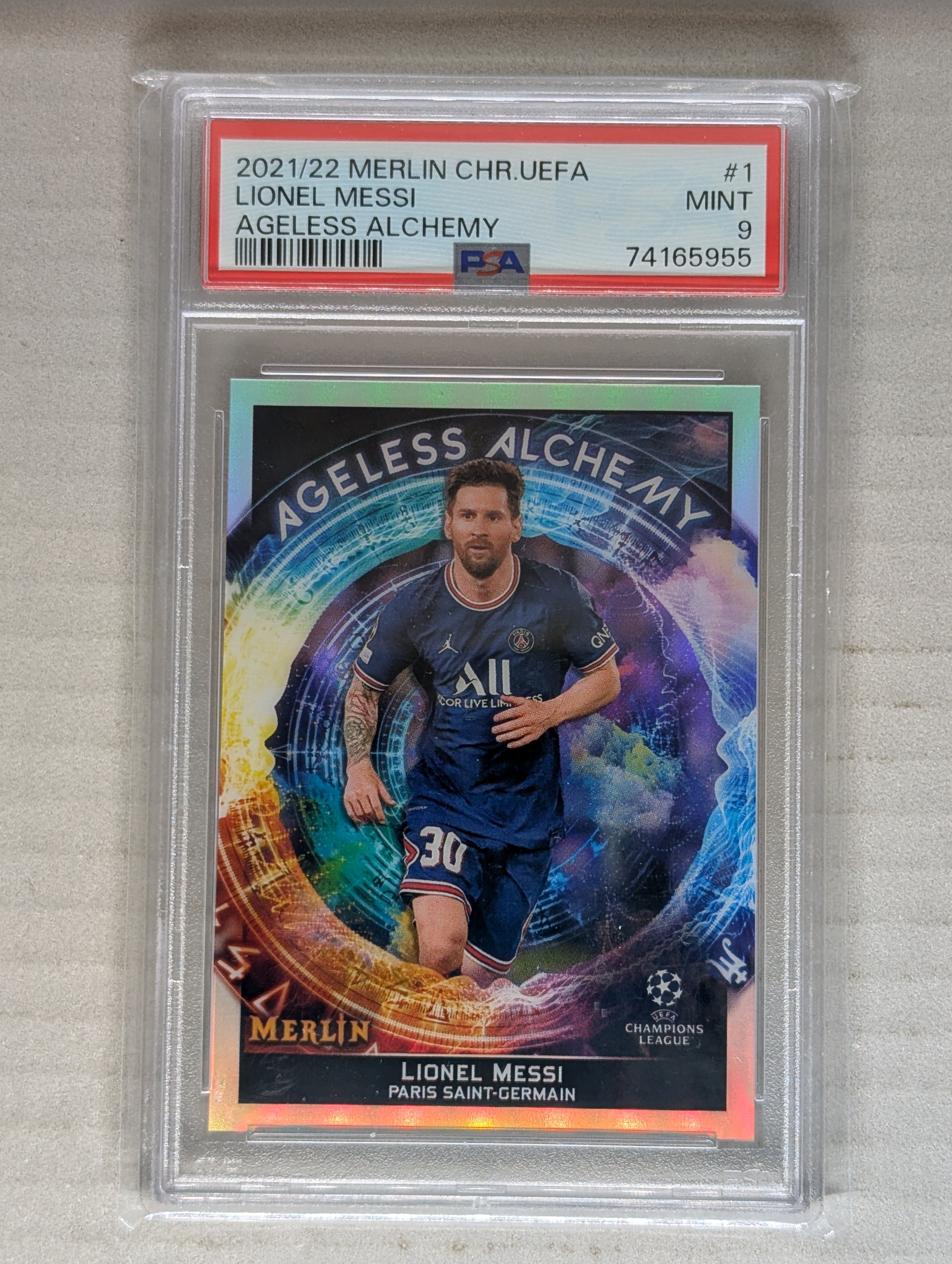 2021/22 Merlin Lionel Messi Ageless Alchemy Psa 9