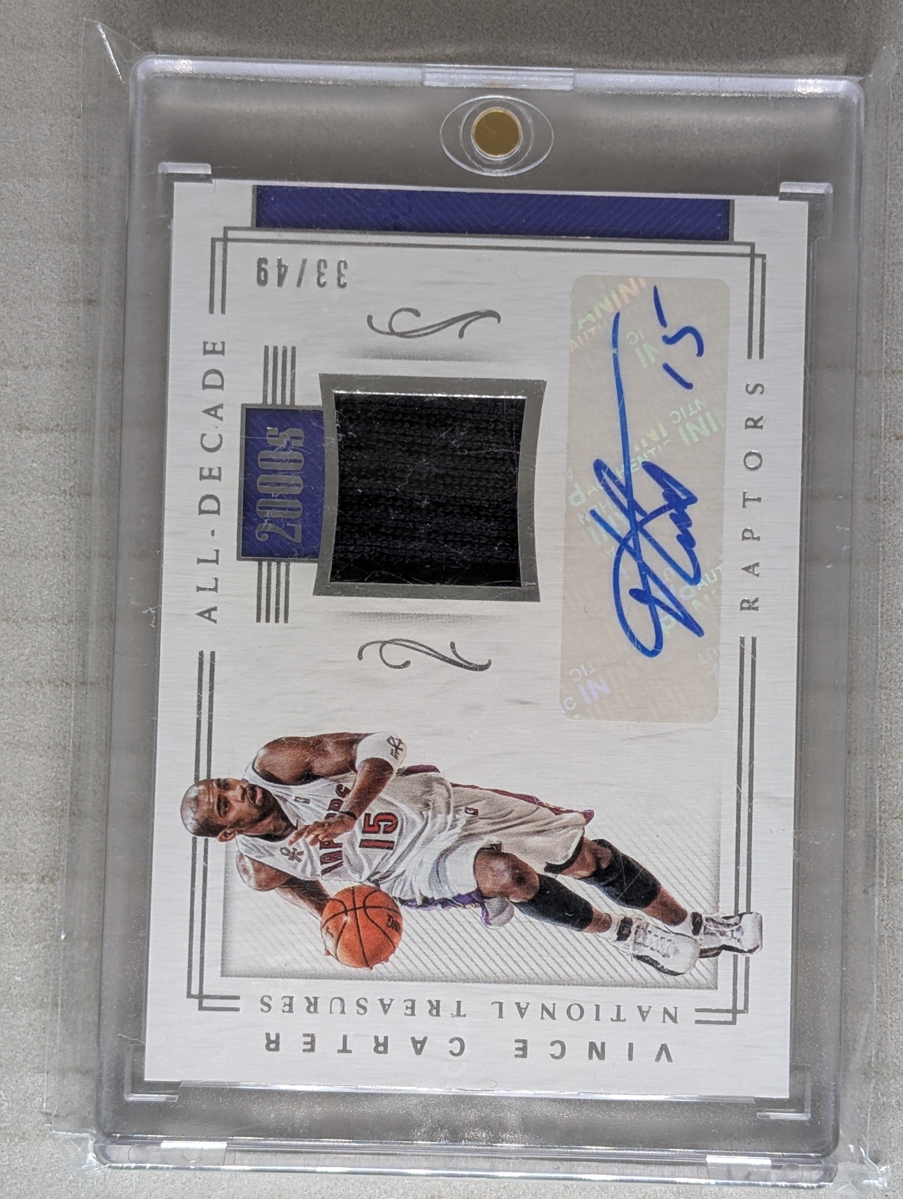 2017-18 Panini National Treasures Vince Carter All-Decade Patch Auto /49