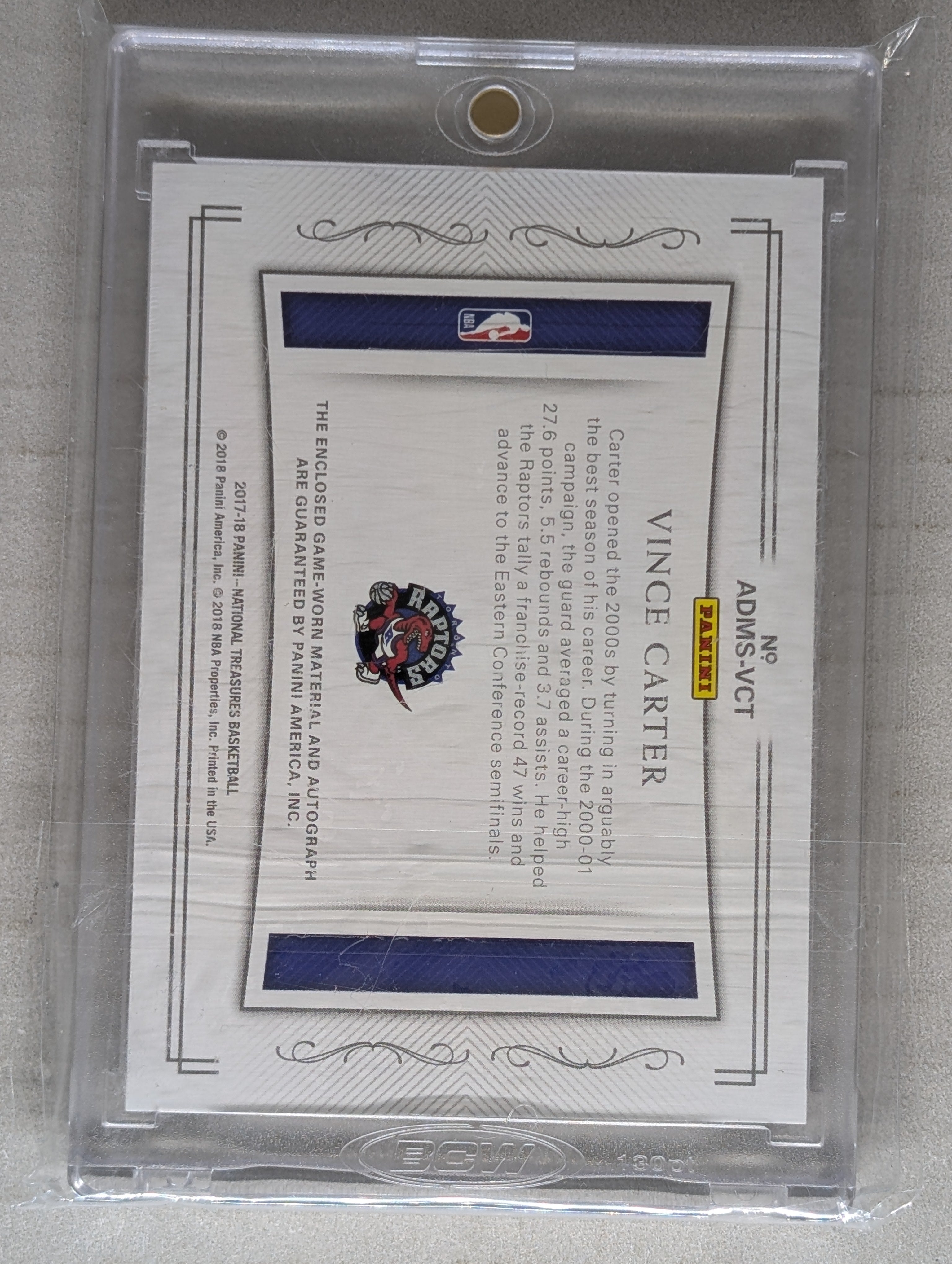 2017-18 Panini National Treasures Vince Carter All-Decade Patch Auto /49