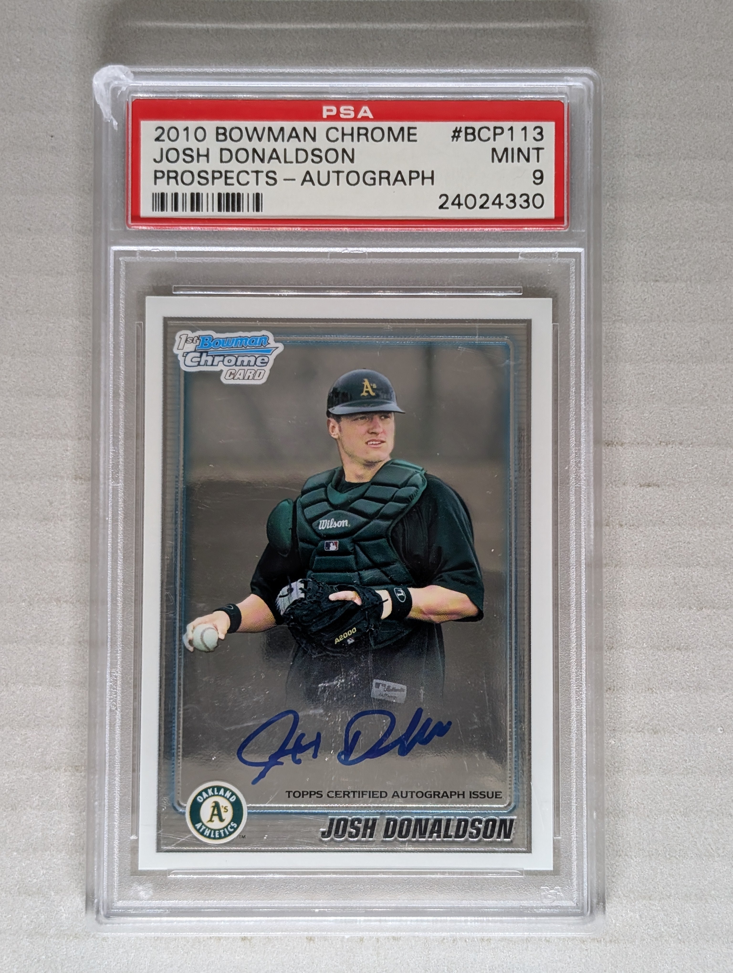 2010 Bowman Chrome Josh Donaldson 1st Bowman Chrome Auto PSA 9