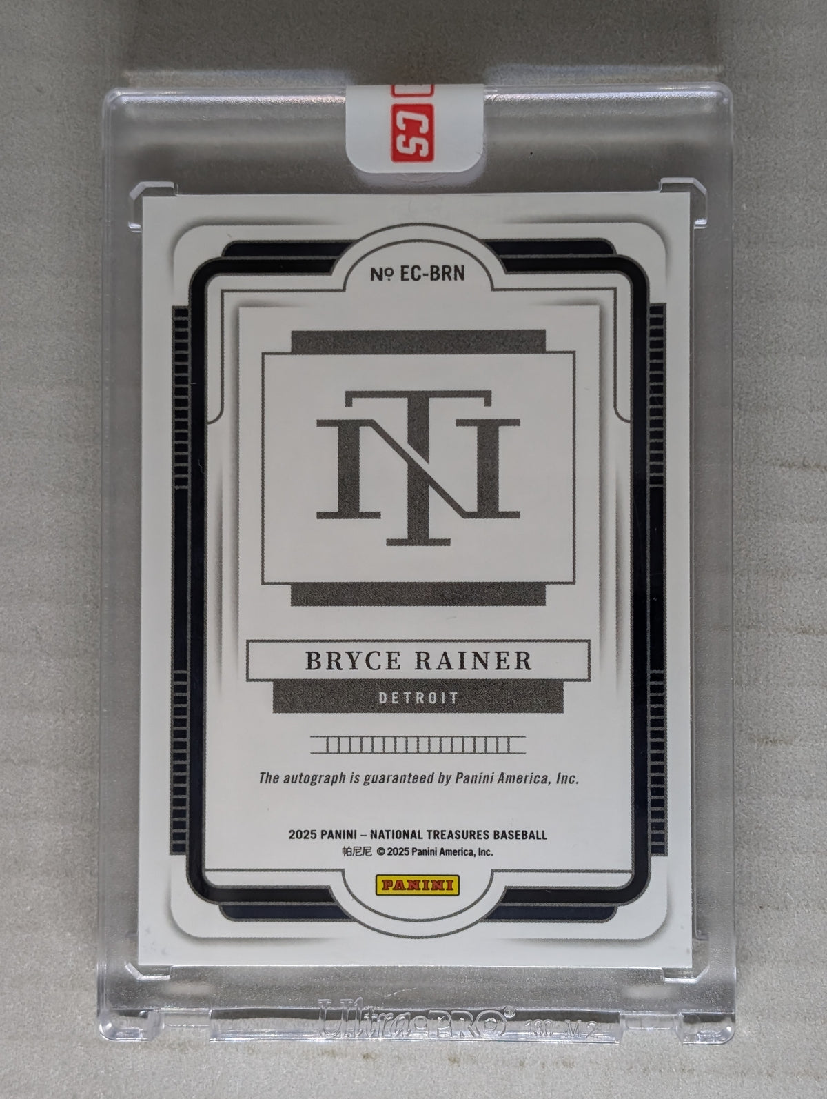 2025 Panini National Treasures Ecklar’s Choice Bryce Rainer Auto /99