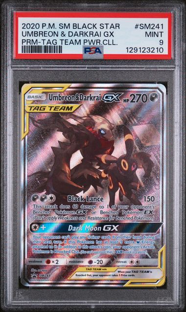 2020 Tag Team Black Star Promo Umbreon & Darkrai GX PSA 9