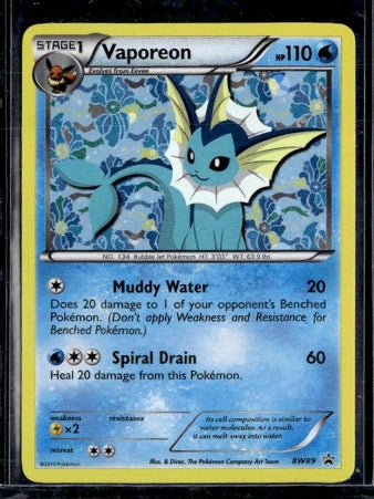 2013 Sylveon Collection Black Star Promo Vaporeon Holo Rare
