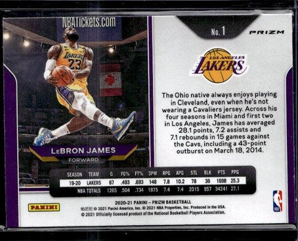 2020-21 Panini Prizm Red Wave Lebron James "Kobe Tribute Dunk"