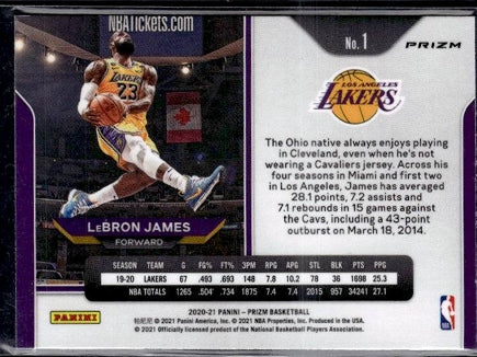 2020-21 Panini Silver Prizm LeBron James "Kobe Dunk Tribute"