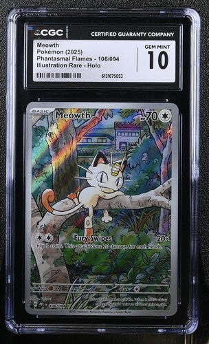 2025 Phantsamal Flames Meowth Illustration Rare CGC 10