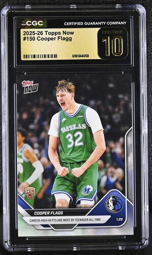 2025-26 Topps Now Cooper Flagg Rookie CGC Pristine 10 (b)