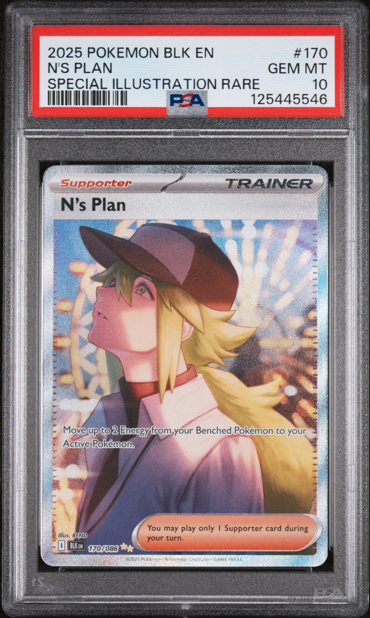 2025 Pokemon Scarlet & Violet Black Bolt SIR N'S Plan #170 PSA 10