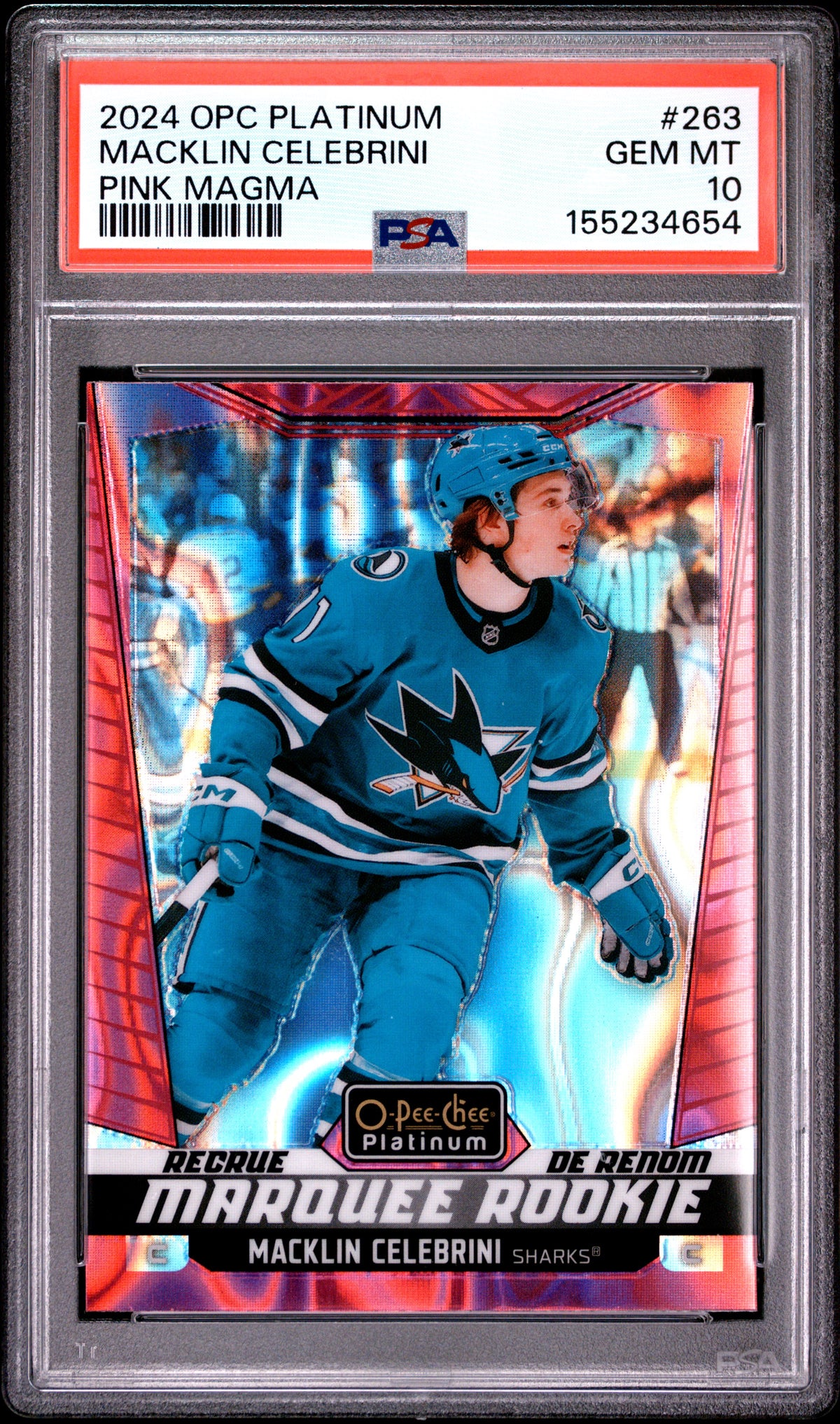 2024-25 Upper Deck O-Pee-Chee Platinum Pink Magma Macklin Celebrini #263 PSA 10