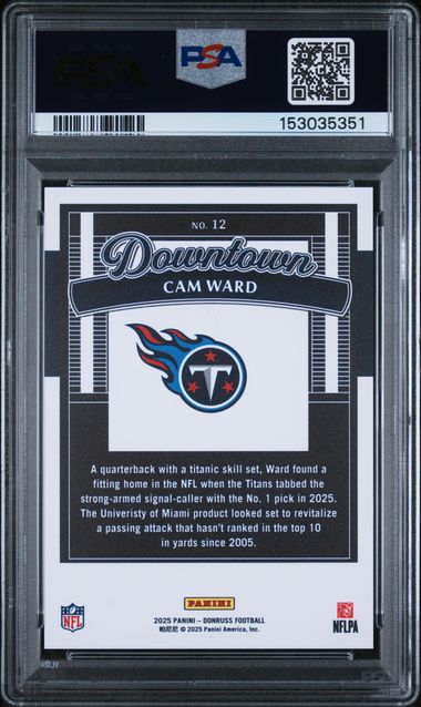 2025 Donruss Cam Ward Downtown PSA 10