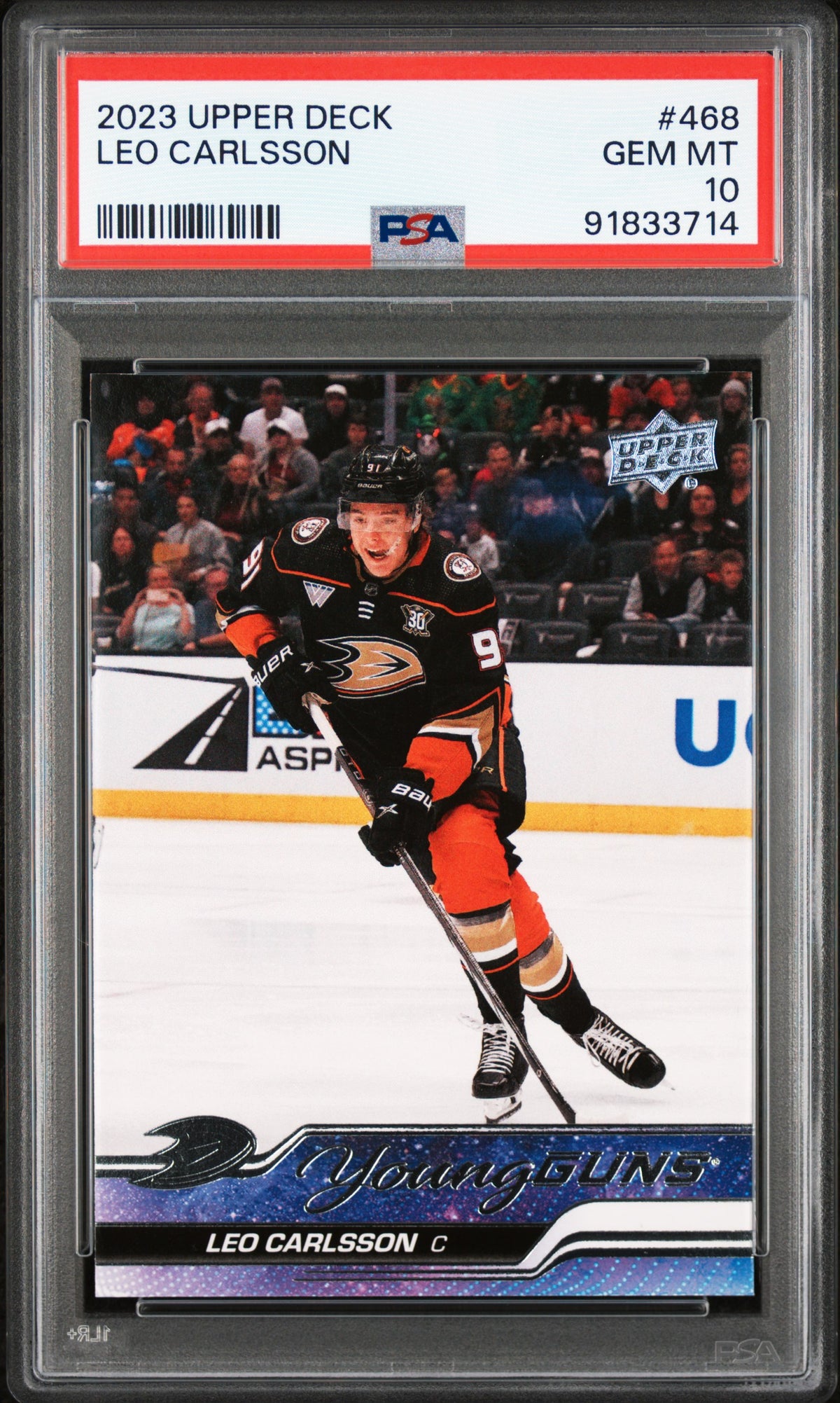 2023-24 Upper Deck Leo Carlson Young Guns PSA 10
