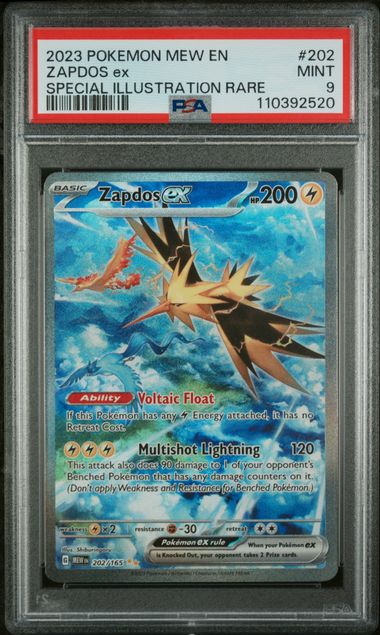2023 Pokemon Mew en Zapdos EX Special Illustration 202/165 PSA 9