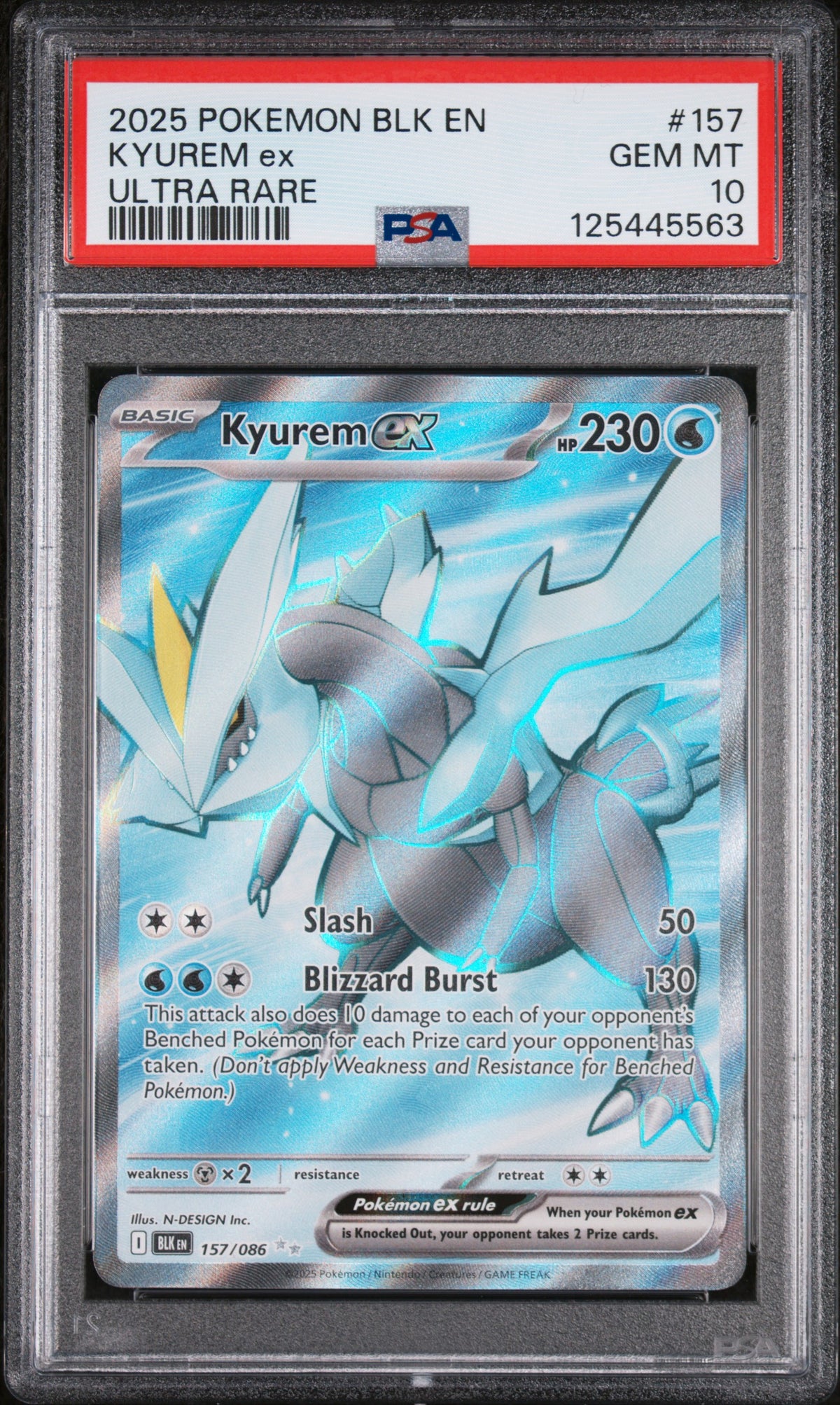 2025 Pokemon Black Bolt Kyurem ex Ultra Rare #157 PSA 10