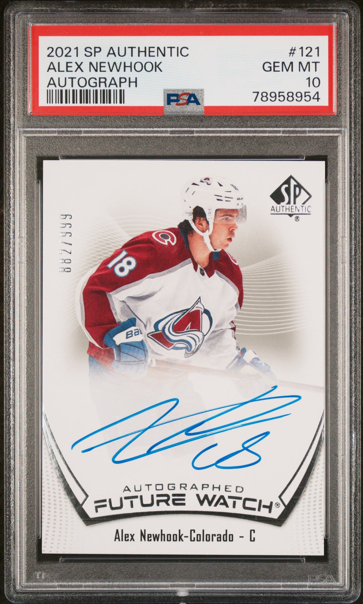 2021-22 Sp Authentic #121 Alex Newhook Future Watch Auto PSA 10