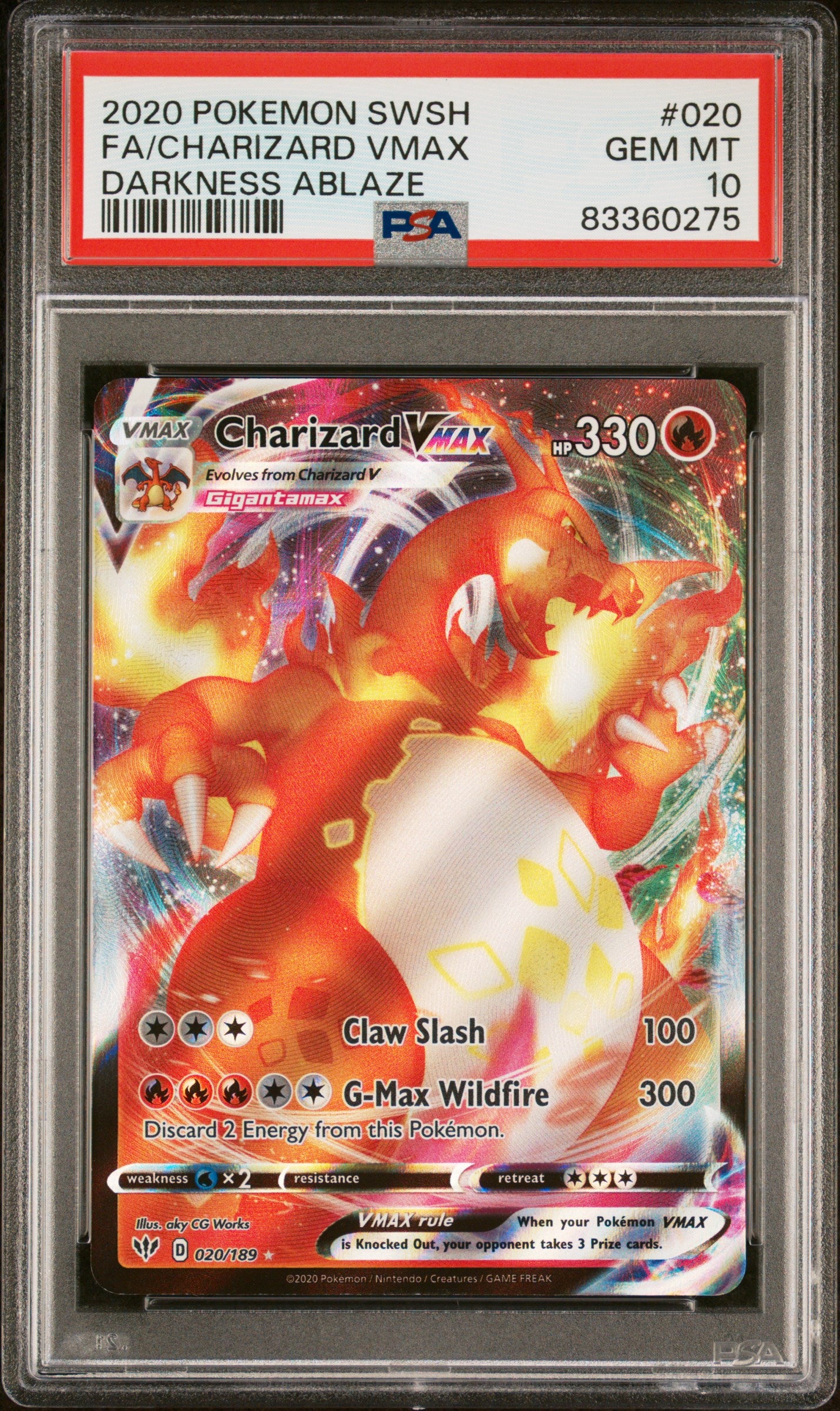 2020 Darkness Ablaze Charizard Vmax Ultra Rare PSA 10