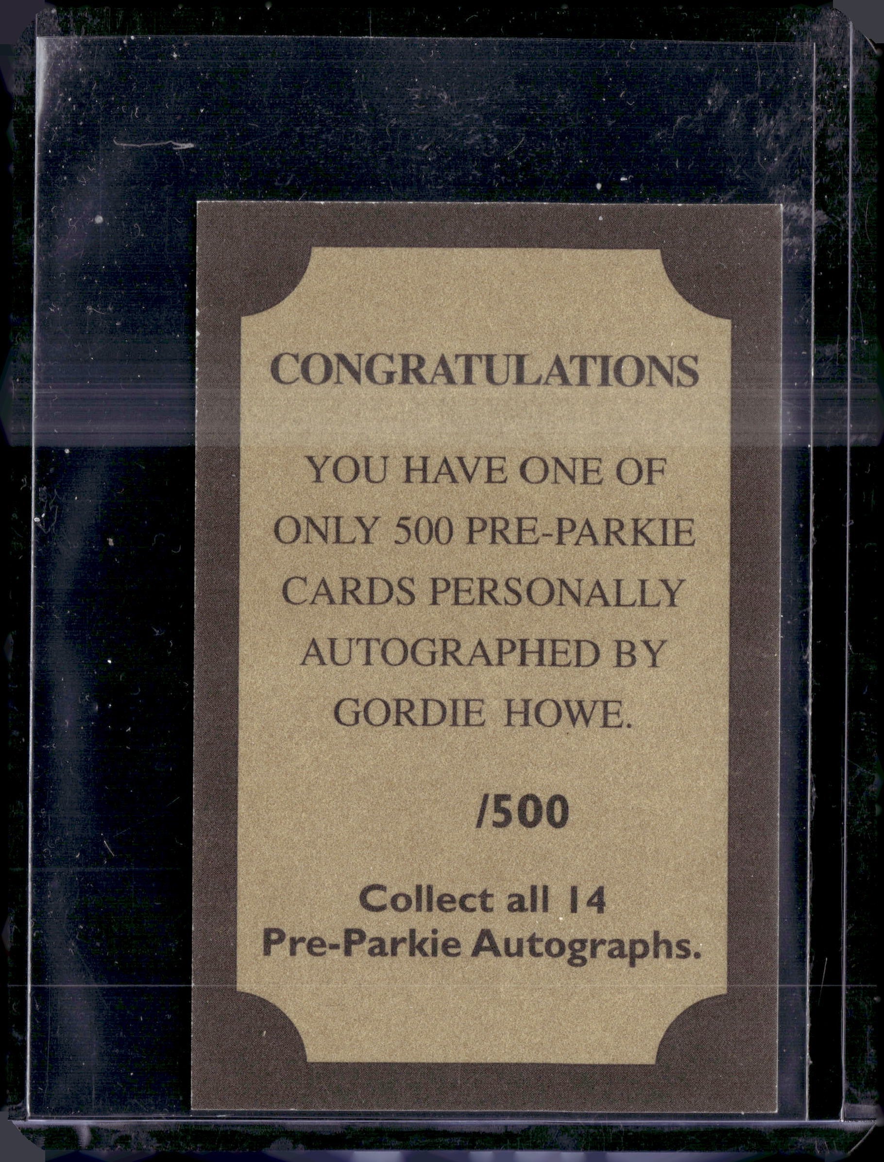 2001-02 In The Game Pre-Parkie Parkhurst Gordie Howe AUTO /500